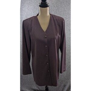 BEDFORD FAIR Lifestyles Blazer Jacket Women's Purple 5 Button V-Neck Detail